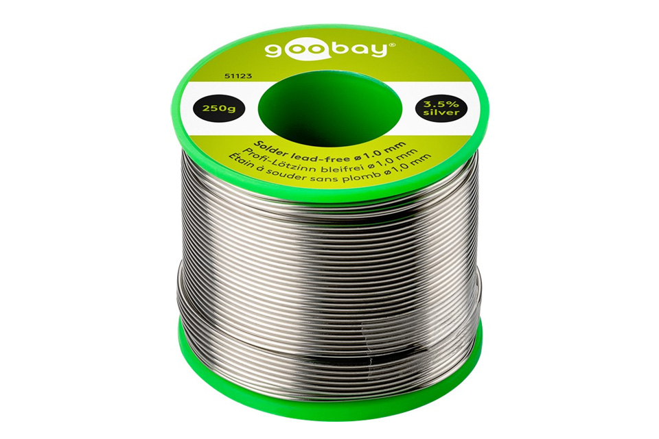 Solder lead-free ø 1.0mm 250g reel content 3.5% silver 0.7% copper 95.8% tin 
