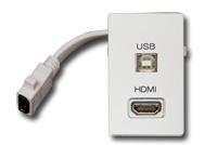 HDMI og USB vægdåse (HDMI-A - USB-B), hvid