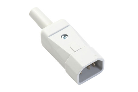 C14 power connector, male with earth, 10A, grey