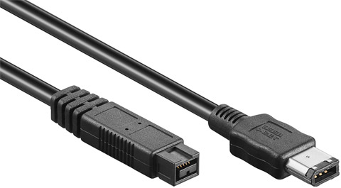 FireWire 800-kabel (9-polig - 6-polig), svart | 5 meter