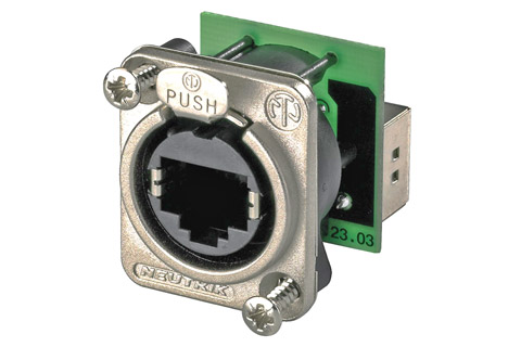 Neutrik ethercon chassis connector with pass through