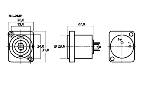 Neutrik Speakon connector, 2 pole socket