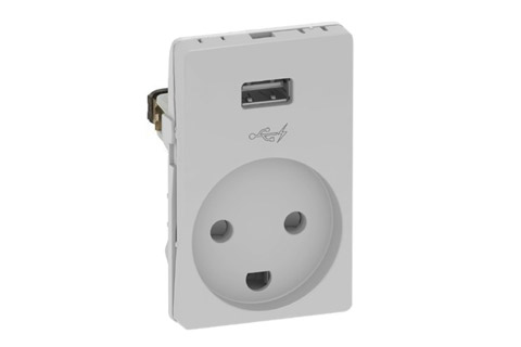 LK FUGA power outlet with USB-A charger, 1A, grey