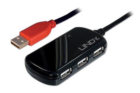 Lindy 4-port USB 2.0 hub with cable | 12 meter