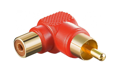 Phono RCA angled adapter, red
