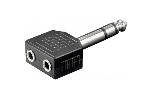 Stereo Jack adapter, 2 x 3.5 mm hun - 1 x 6.3 mm han