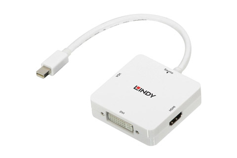 Lindy Mini displayport 1.2 til HDMI 2.0, DVI og VGA adapter