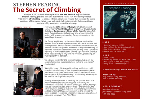 Rega Stephen Fearing - The Secret of Climbing