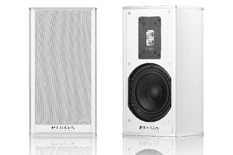 PIEGA Premium 301 bookshelf speaker, white varnish alu, gray fabric grill,  1 pair