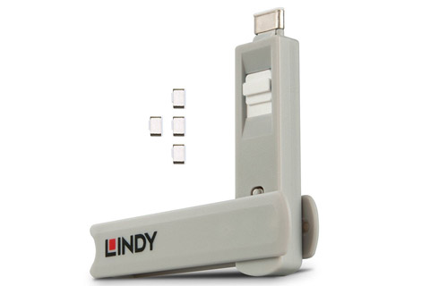 Lindy USB-C/ Thunderbolt 3 Port Blocker with 4 keys, white