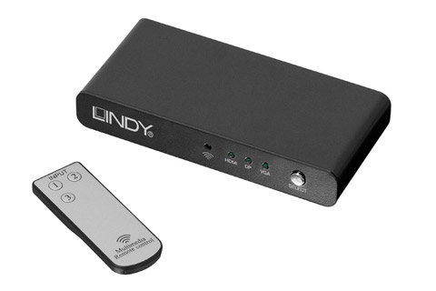 Lindy Displayport, HDMI og VGA til HDMI konverter/switch