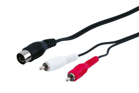 international moronic snyde DIN - Phono stereo kabel (DIN 5 polet han - 2x RCA han)