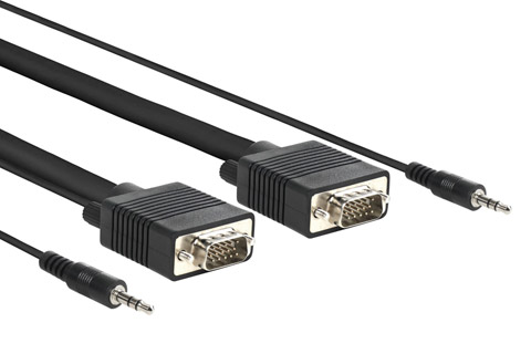 Vivolink VGA med lyd VGA kabel med lyd (MiniJack), sort - 10,00 meter
