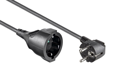 Extension cable with angled plug, black