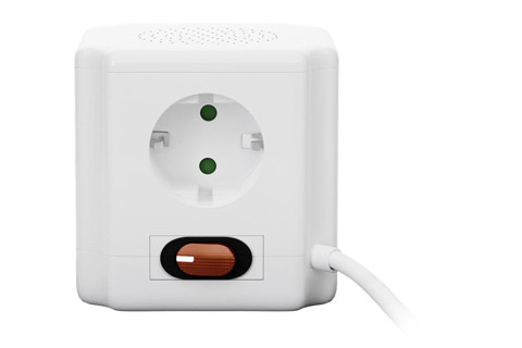 4-way socket cube with switch and 2 USB ports - Side
