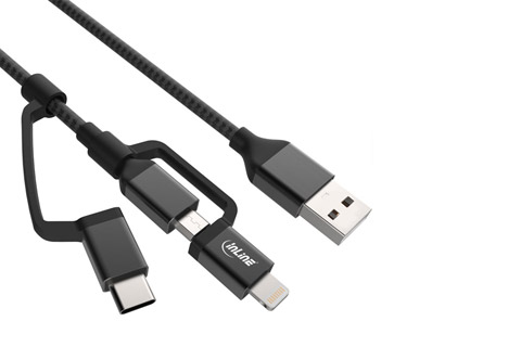 3-in-1 USB Cable (USB-A til Micro-USB, USB-C og Lightning)