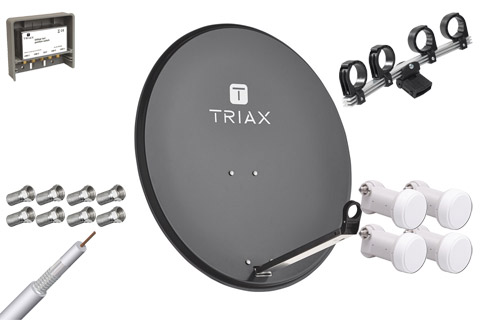 Triax TDS 80A (4 pos, 1 user) Parabolantenne 70x79 cm. kit til 4 positioner og 1 bruger