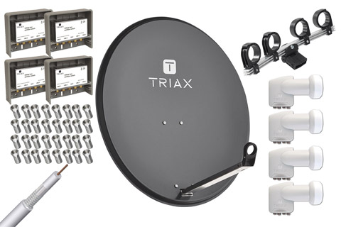 Triax TDS 80A (4 pos, 4 user) Parabolantenne 70x79 cm. kit til 4 positioner og 4 bruger