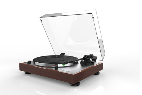 Thorens TD 402 DD turntable with TP72 tonearm and AT VM95E pick-up cartridge, wood veneer, walnut
