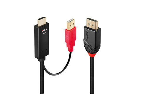 Lindy HDMI til DisplayPort kabel, sort - 2,00 meter