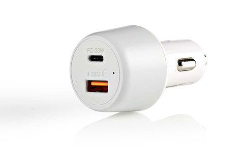 Nedis Dual USB 12V car charger (3.000mA/Power Delivery 30W) - White