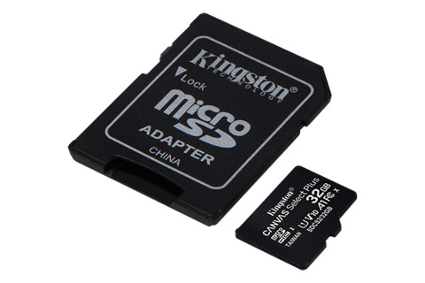 Kingston SDCS2/32GB Canvas Plus microSD (SDHC) kort + SD adapter