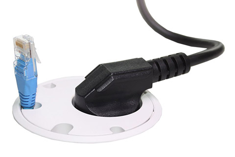 Powerdot PD10 socket for desktop with guide holes - In use