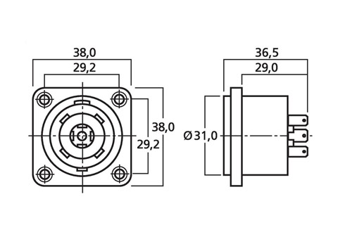 Neutrik NLT-8MP Speakon speaker chassis socket(IP54), 8-pins male