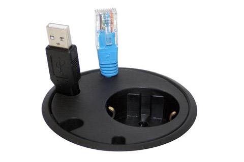 Powerdot PD10 socket for desktop with guide holes - Black in use
