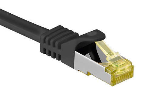 Network cable, CAT 7, black, Logo