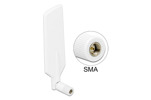 DeLOCK indendørs LTE WLAN Dualband antenne (SMA - 4 dBi), hvid