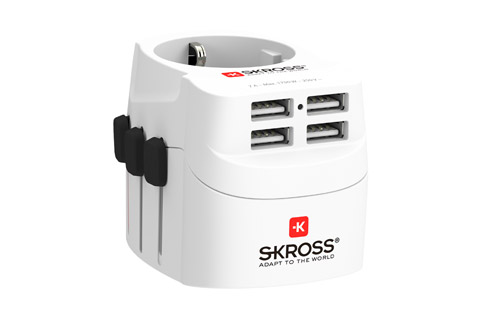 Skross PRO Light World Travel adapter, USB 4xA
