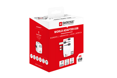 Skross PRO Light World Travel adapter, USB 4xA