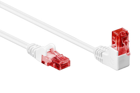 Goobay CAT6 U/UTP network cable, RJ45 angled-straight – White