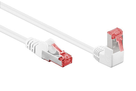 Goobay CAT6 S/FTP network cable, RJ45 angled-straight – White