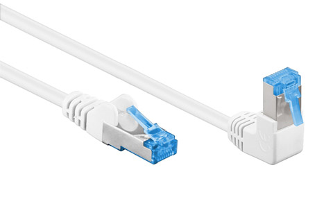 Goobay CAT6a S/FTP network cable, RJ45 angled-straight – White