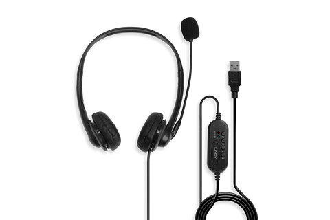 Lindy USB stereo headset with microphone (USB-A)