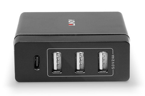 Lindy USB-A / USB-C charger, 4-way (3 A)