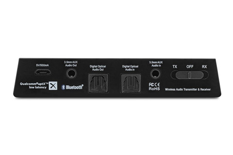Bluetooth V5.0 transmitter/receiver with aptX LL - Back