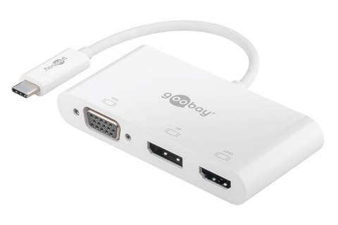 USB-C multiport adaptor (USB-C male to VGA, DP and HDMI female)