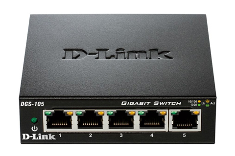 D-Link DGS-105GL/E gigabit netværk switch 10/100/1000 Mbps, front