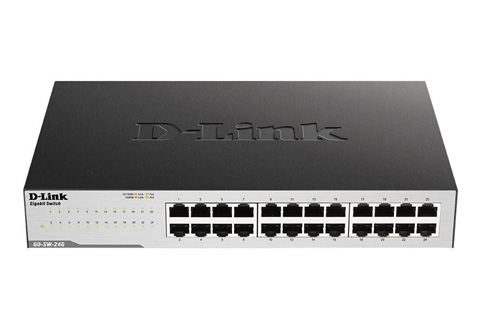 D-Link GO-SW-24G/E Netværks Gigabit Switch, 24 Port, 10/100/1000 Mbps, front