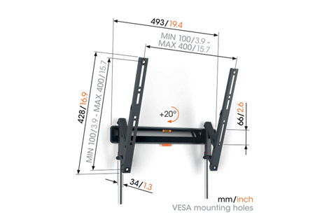 Vogels TVM 3415 Comfort tilt wall mount, 32-65