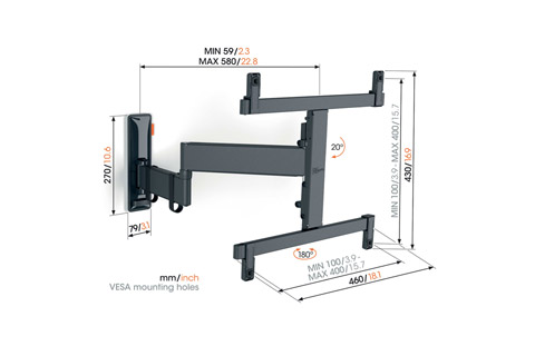 Vogels TVM 3465 Comfort OLED motion wall mount, 32-65