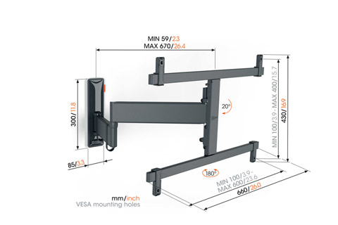 Vogels TVM 3665 Comfort OLED motion wall mount, 40-77
