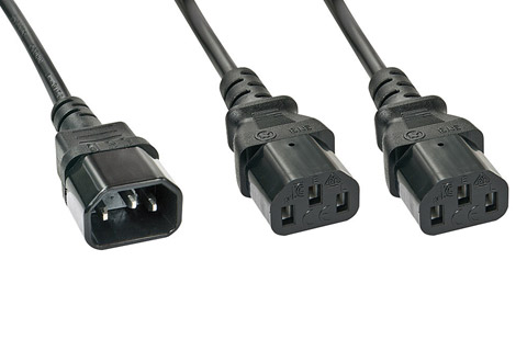 Lindy 230V strøm splitter kabel med apparatstik, sort, 2.00 meter