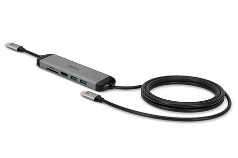 Lindy USB-C dock with HDMI, USB-A, SD, and microSD ports, 1.40 meter