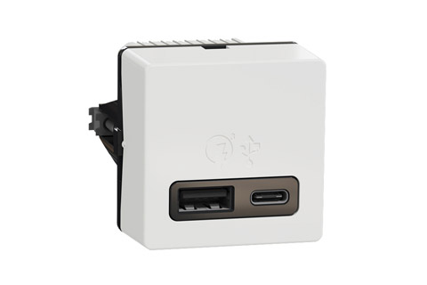LK FUGA® Dobbelt USB A+C hurtiglader, 3.4A, hvid