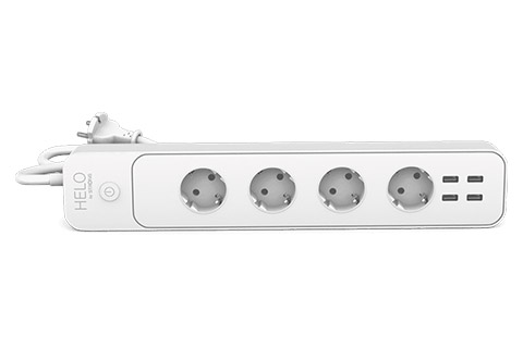 Strong 230V Smart 4-way power strip with switch and USB ports