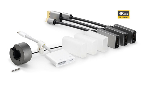 VivoLink HDMI adapter ring med USB-C og Lightning adapter